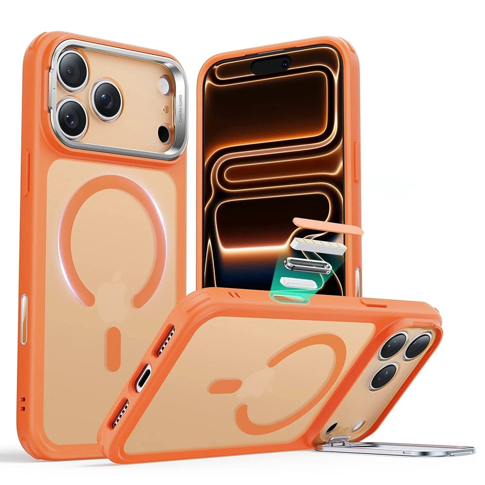 MagSafe Case for Apple iPhone 17 Pro, ESR, Classic Hybrid Kickstand Slide, Satin Orange