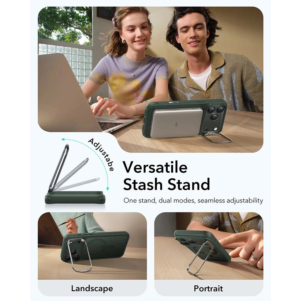 MagSafe cover til Apple iPhone 17 Pro, ESR, Classic Hybrid Kickstand, Satineret Grøn