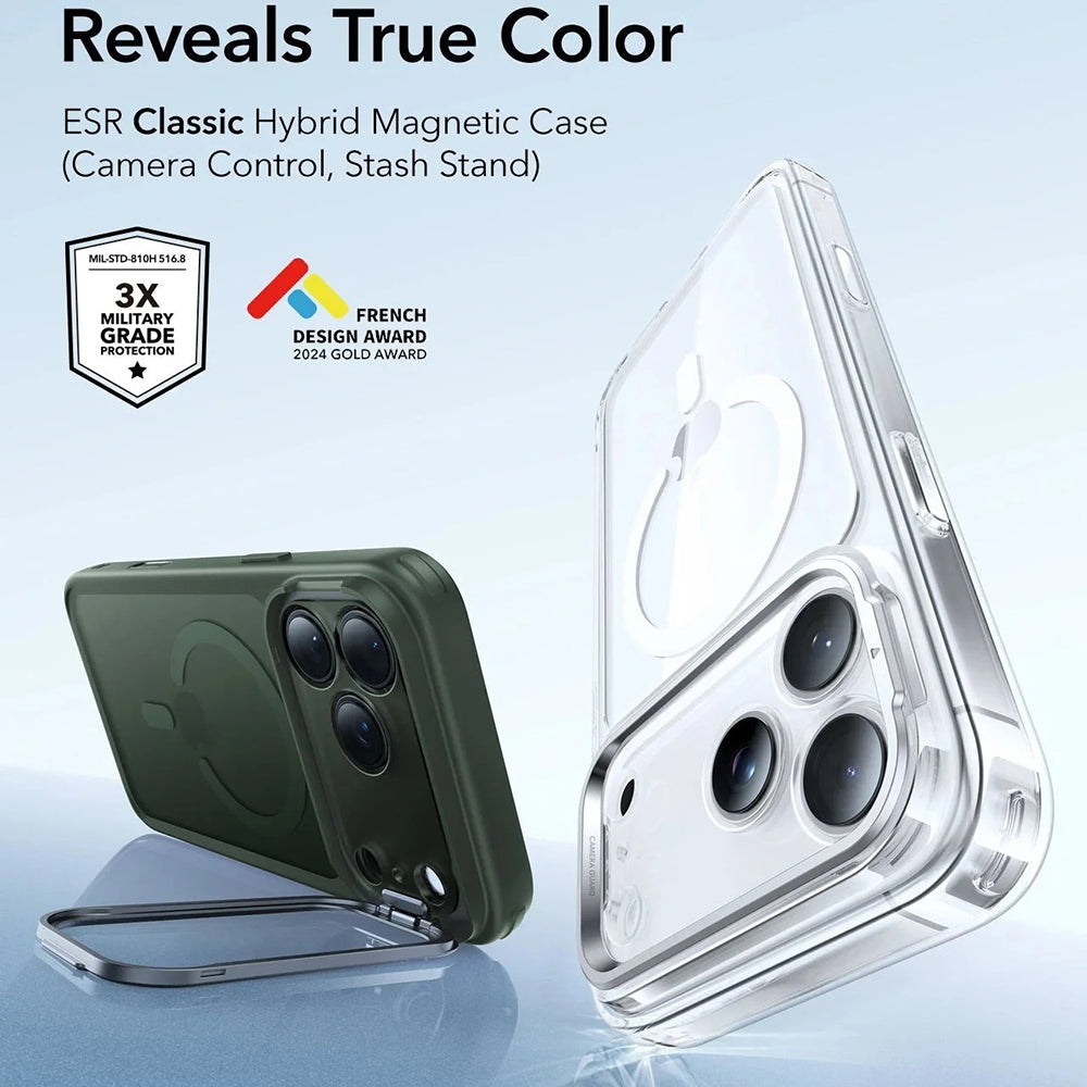 MagSafe cover til Apple iPhone 17 Pro, ESR, Classic Hybrid Kickstand, Satineret Grøn