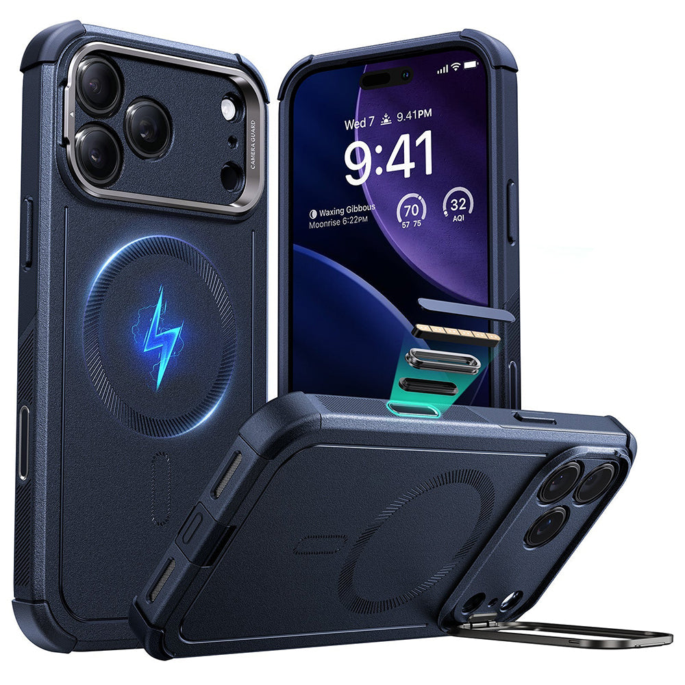 MagSafe cover til Apple iPhone 17 Pro, ESR, Cyber Armor Kickstand, Blå