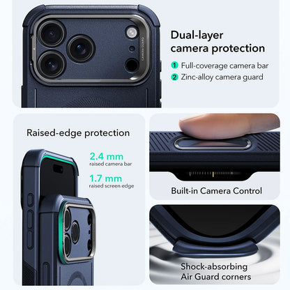 MagSafe cover til Apple iPhone 17 Pro, ESR, Cyber Armor Kickstand, Blå