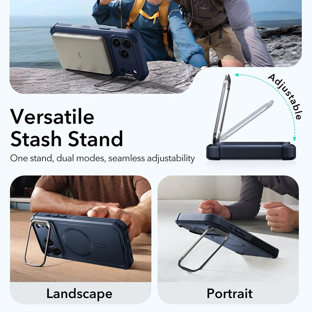 MagSafe cover til Apple iPhone 17 Pro, ESR, Cyber Armor Kickstand, Blå