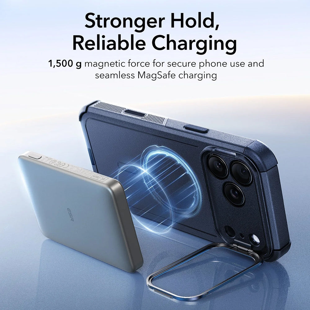 MagSafe cover til Apple iPhone 17 Pro, ESR, Cyber Armor Kickstand, Blå