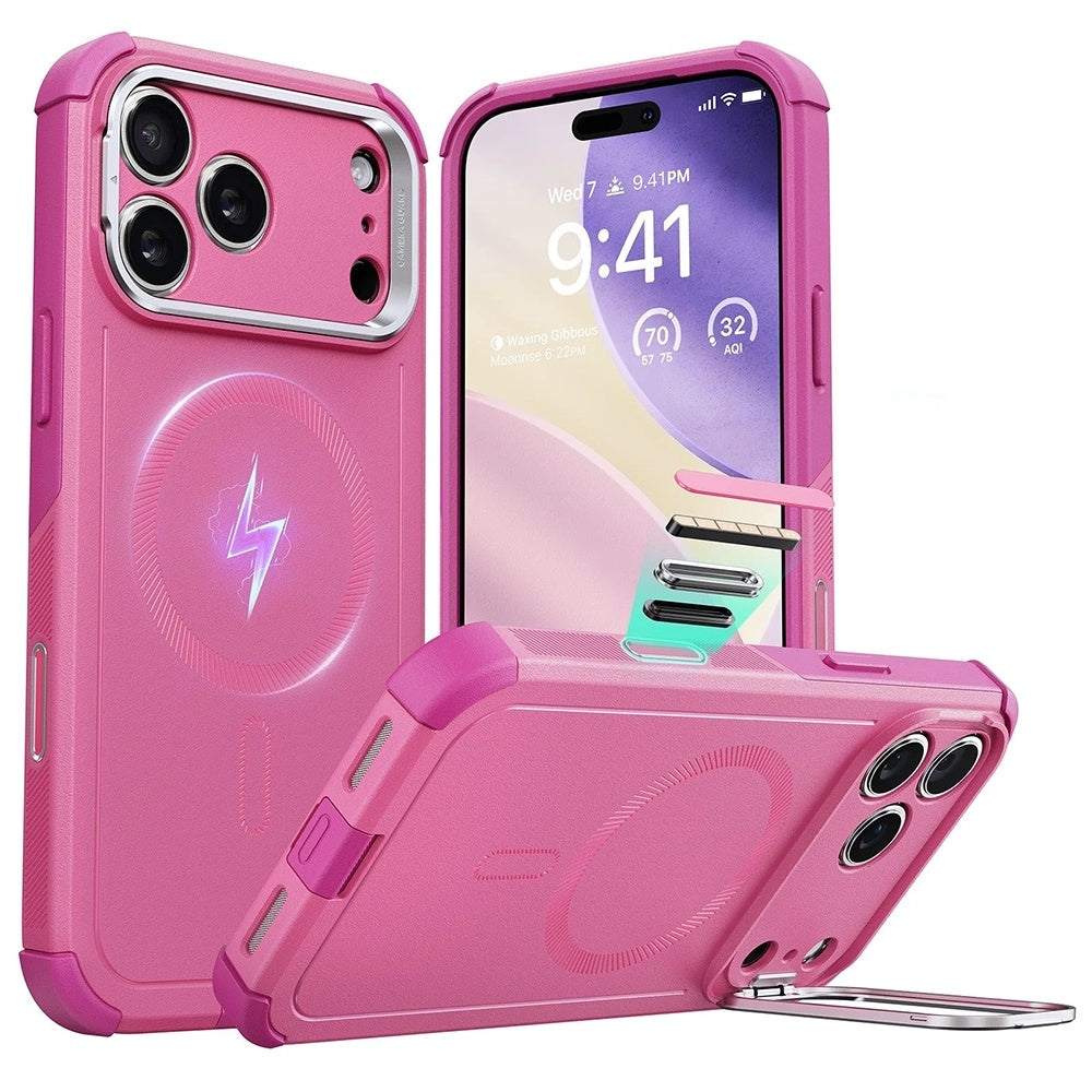 MagSafe cover til Apple iPhone 17 Pro, ESR, Cyber Armor Kickstand, Pink