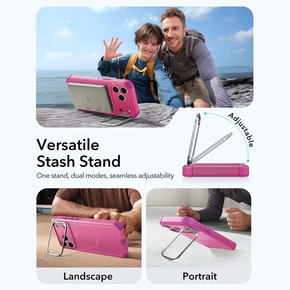MagSafe cover til Apple iPhone 17 Pro, ESR, Cyber Armor Kickstand, Pink