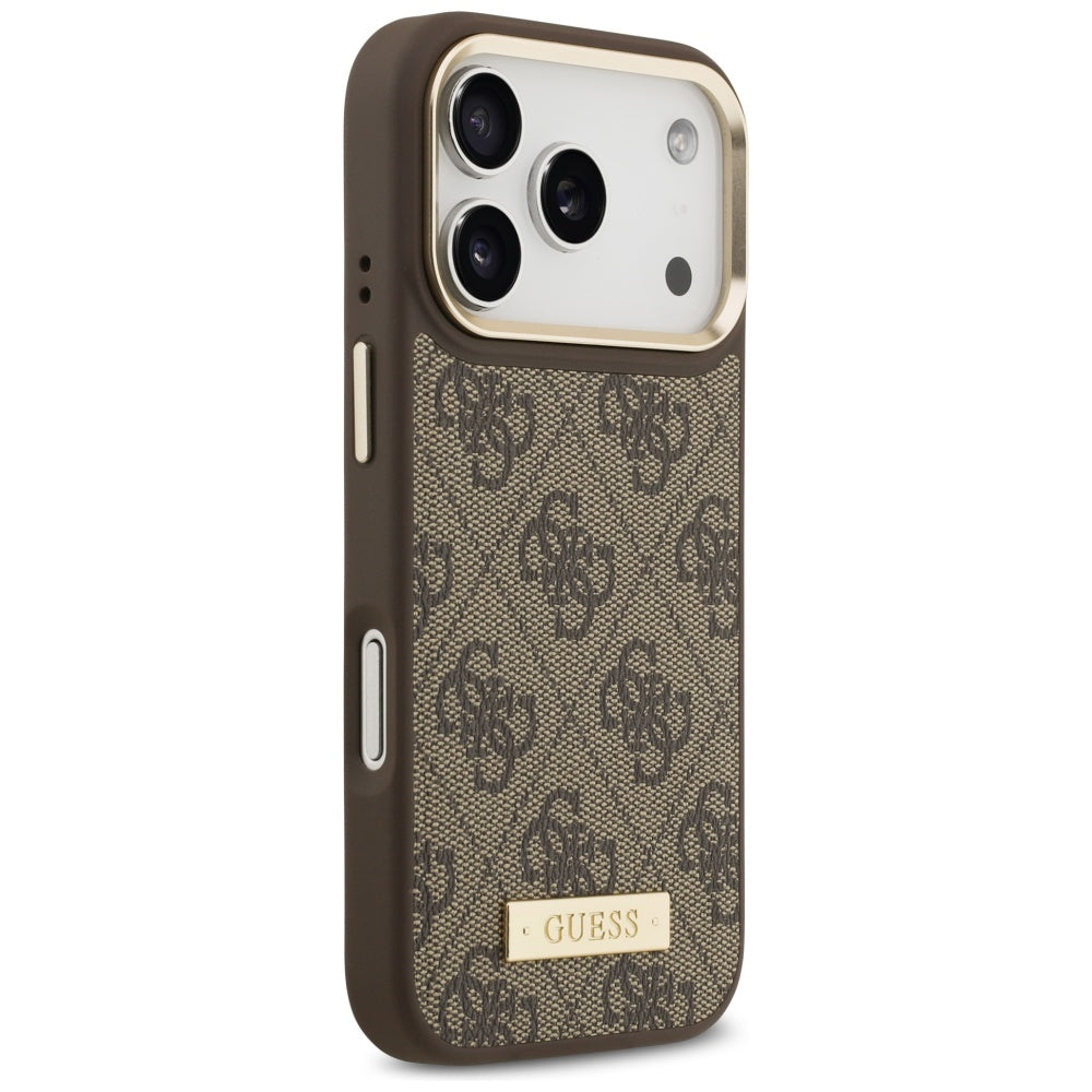 MagSafe cover til Apple iPhone 17 Pro, Guess, 4G Logo Plate, Brun