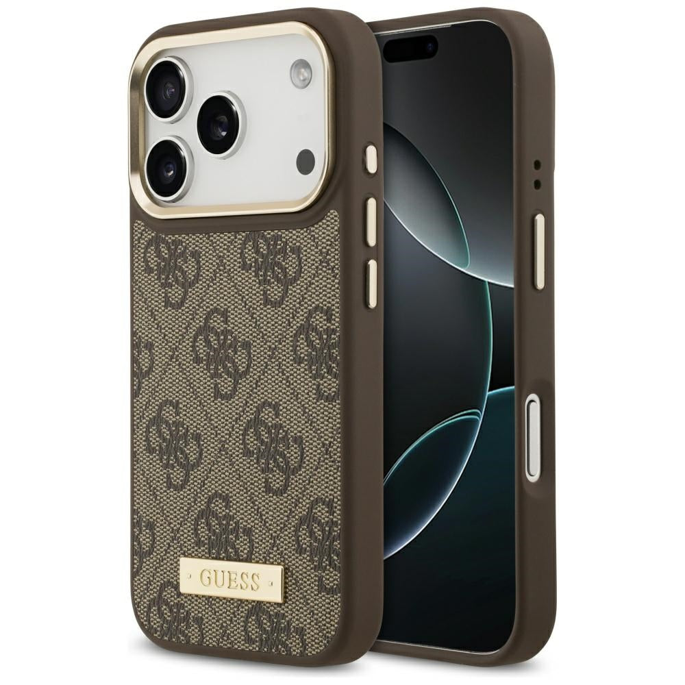 MagSafe cover til Apple iPhone 17 Pro, Guess, 4G Logo Plate, Brun