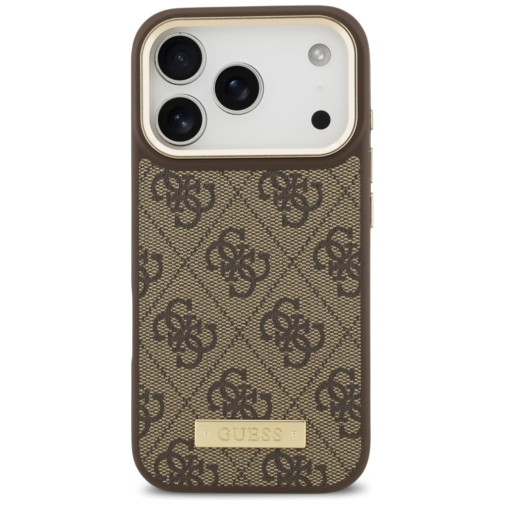 MagSafe cover til Apple iPhone 17 Pro, Guess, 4G Logo Plate, Brun