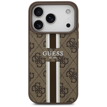 MagSafe cover til Apple iPhone 17 Pro, Guess, 4G Printed Stripes, Brun