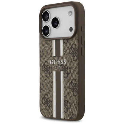 MagSafe cover til Apple iPhone 17 Pro, Guess, 4G Printed Stripes, Brun