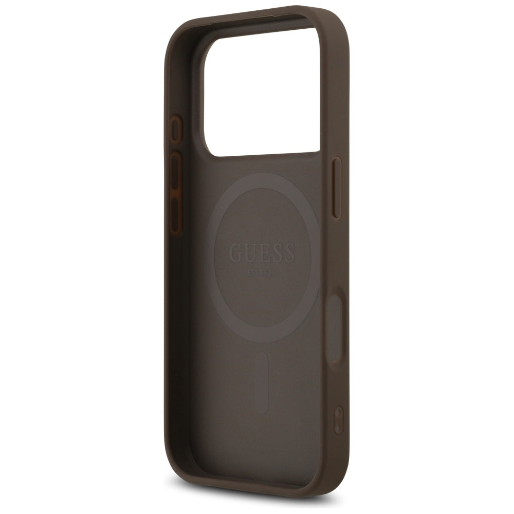 MagSafe cover til Apple iPhone 17 Pro, Guess, 4G Printed Stripes, Brun