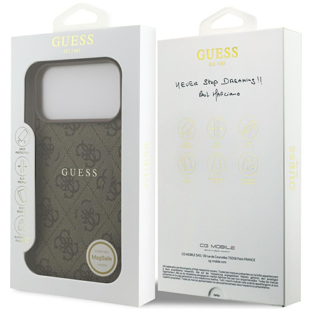 MagSafe cover til Apple iPhone 17 Pro, Guess, 4G Ring Classic Logo, Brun