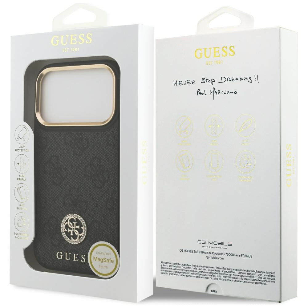 MagSafe cover til Apple iPhone 17 Pro, Guess, 4G Strass Logo, Sort