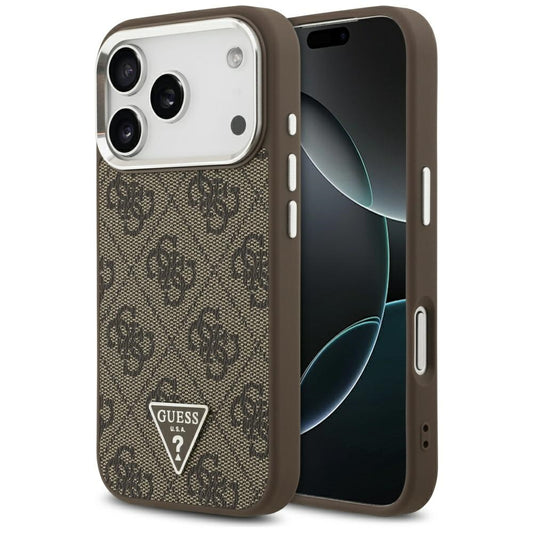 MagSafe cover til Apple iPhone 17 Pro, Guess, 4G Triangle Logo, Brun Sølvfarvet