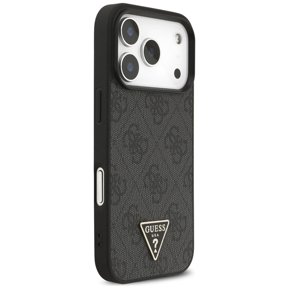 MagSafe cover til Apple iPhone 17 Pro, Guess, 4G Triangle Logo med snorestrop, Sort