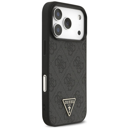 MagSafe cover til Apple iPhone 17 Pro, Guess, 4G Triangle Logo med snorestrop, Sort