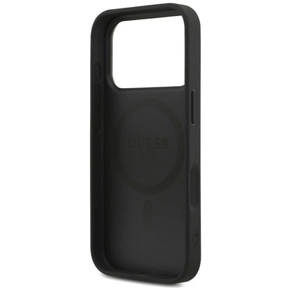 MagSafe cover til Apple iPhone 17 Pro, Guess, 4G Triangle Logo med snorestrop, Sort