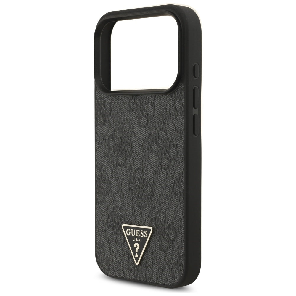 MagSafe cover til Apple iPhone 17 Pro, Guess, 4G Triangle Logo med snorestrop, Sort