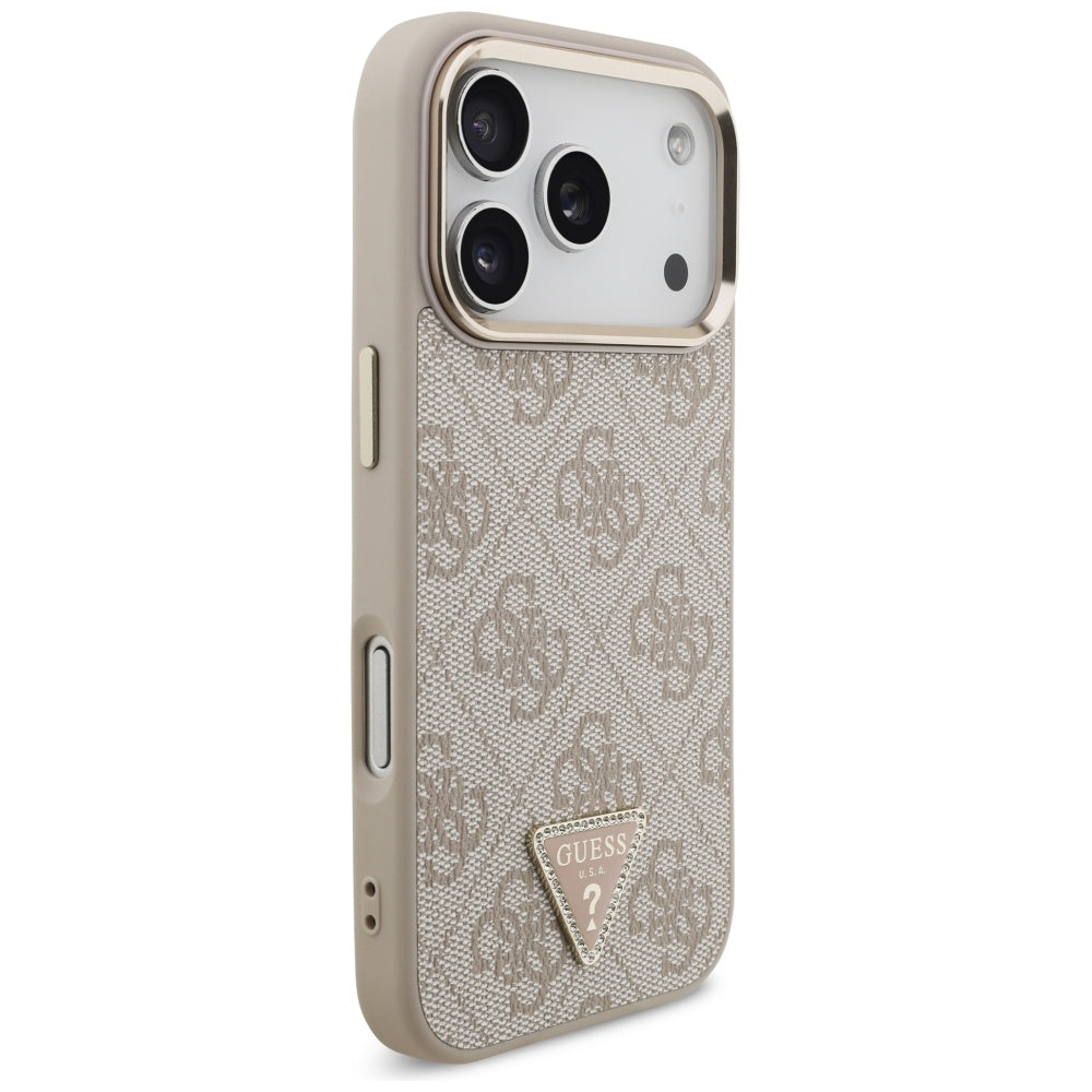 MagSafe cover til Apple iPhone 17 Pro, Guess, 4G Triangle Logo, Gylden Rosa