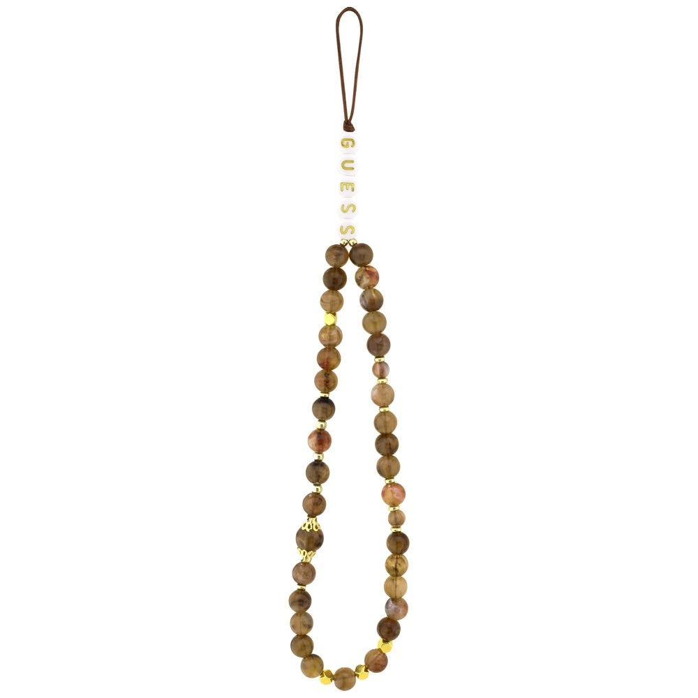 MagSafe cover til Apple iPhone 17 Pro, Guess, 4G Triangle Logo med perlerem, Brun