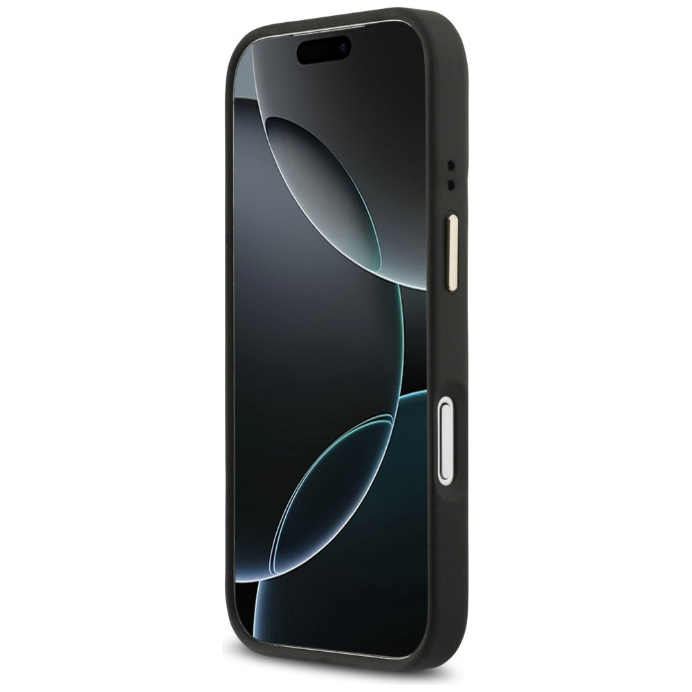 MagSafe cover til Apple iPhone 17 Pro, Guess, 4G Triangle Logo med kamerastativ, Sort Guld