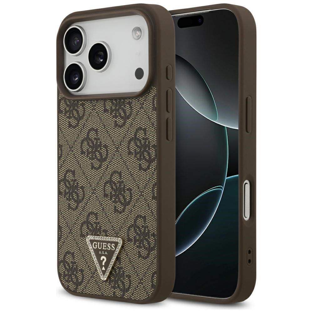 MagSafe cover til Apple iPhone 17 Pro, Guess, 4G Triangle Strass, Brun
