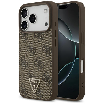 MagSafe cover til Apple iPhone 17 Pro, Guess, 4G Triangle Strass, Brun