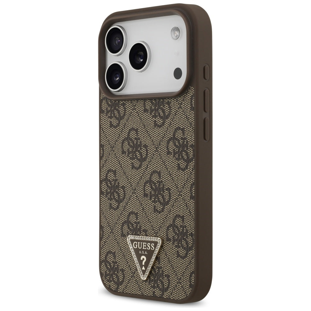 MagSafe cover til Apple iPhone 17 Pro, Guess, 4G Triangle Strass, Brun