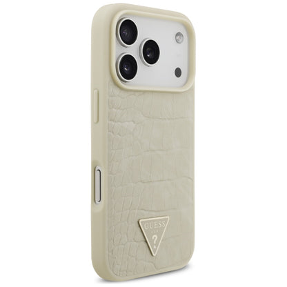 MagSafe cover til Apple iPhone 17 Pro, Guess, Croco Triangle Logo, Gylden