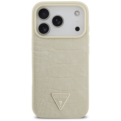 MagSafe cover til Apple iPhone 17 Pro, Guess, Croco Triangle Logo, Gylden