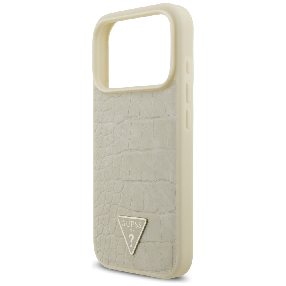 MagSafe cover til Apple iPhone 17 Pro, Guess, Croco Triangle Logo, Gylden
