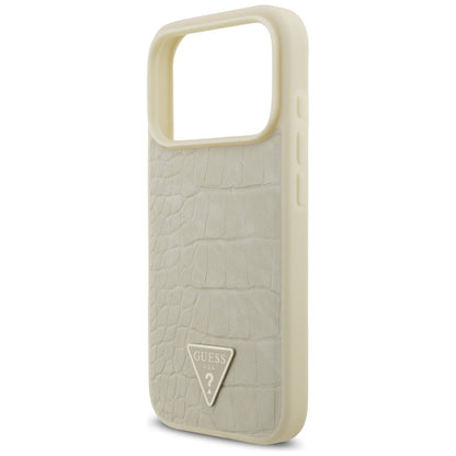 MagSafe cover til Apple iPhone 17 Pro, Guess, Croco Triangle Logo, Gylden