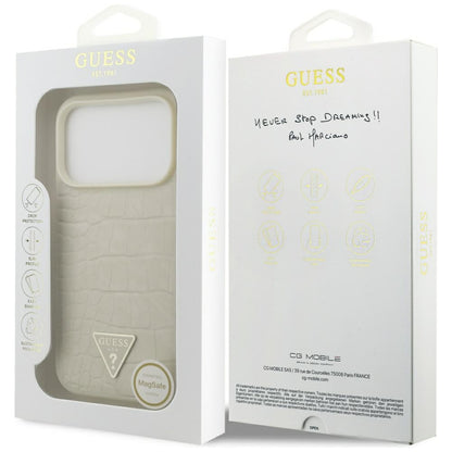 MagSafe cover til Apple iPhone 17 Pro, Guess, Croco Triangle Logo, Gylden