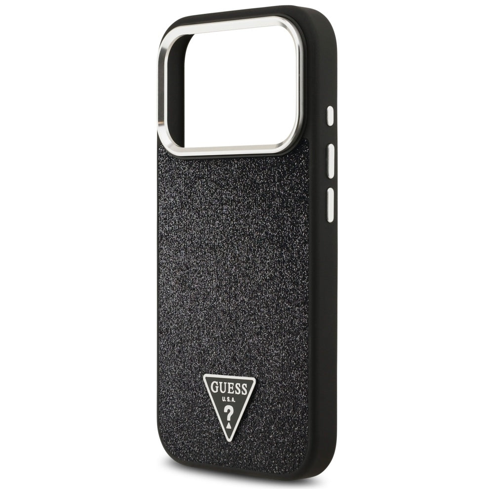 MagSafe cover til Apple iPhone 17 Pro, Guess, Glitter Triangle Logo, Sort
