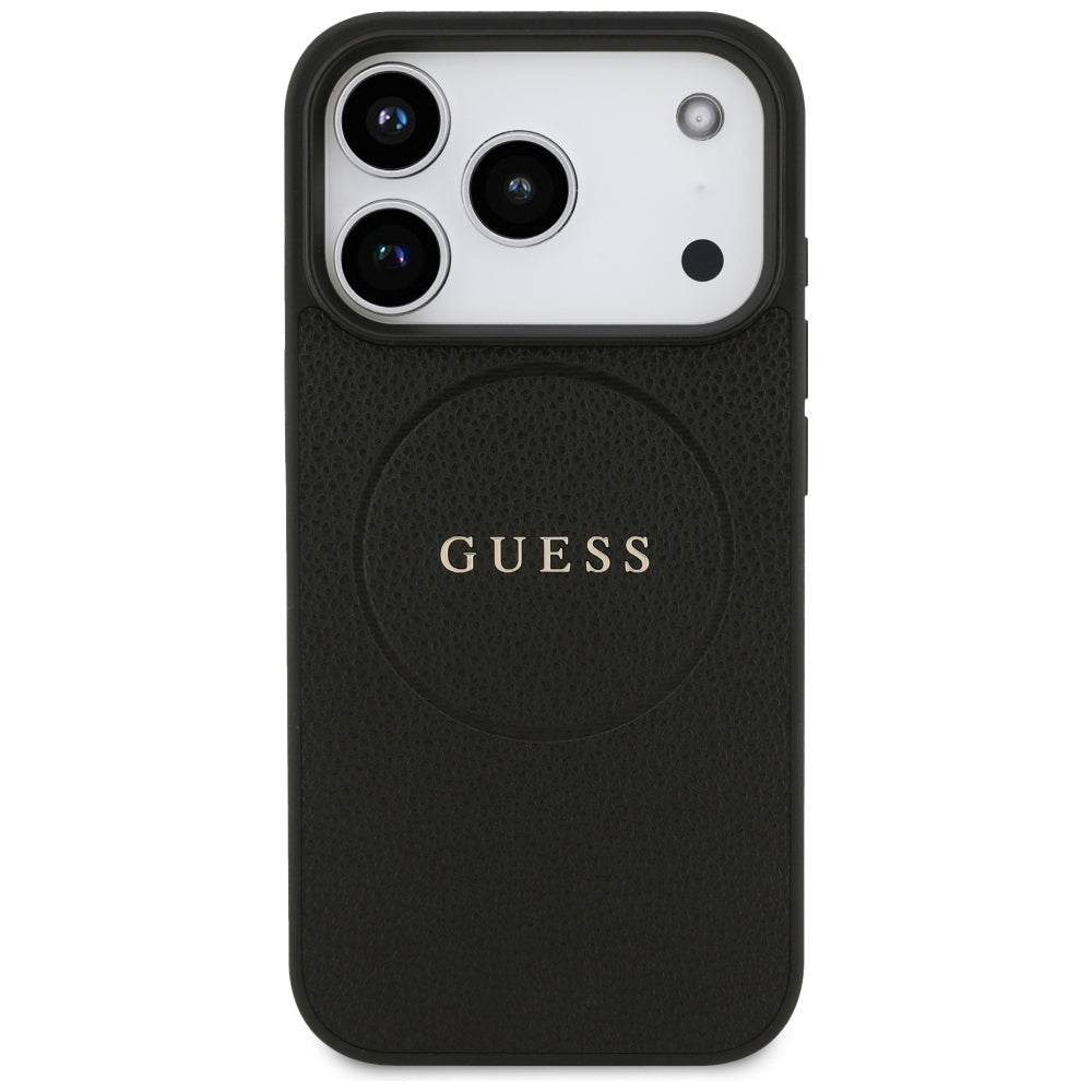 MagSafe cover til Apple iPhone 17 Pro, Guess, Grained Gold Ring, Sort