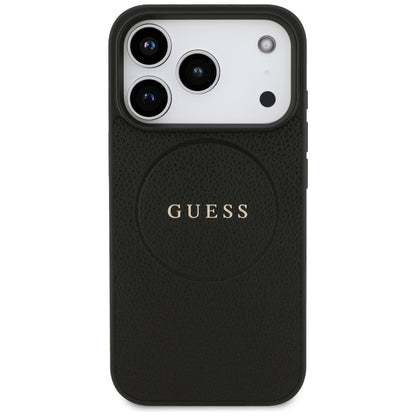 MagSafe cover til Apple iPhone 17 Pro, Guess, Grained Gold Ring, Sort