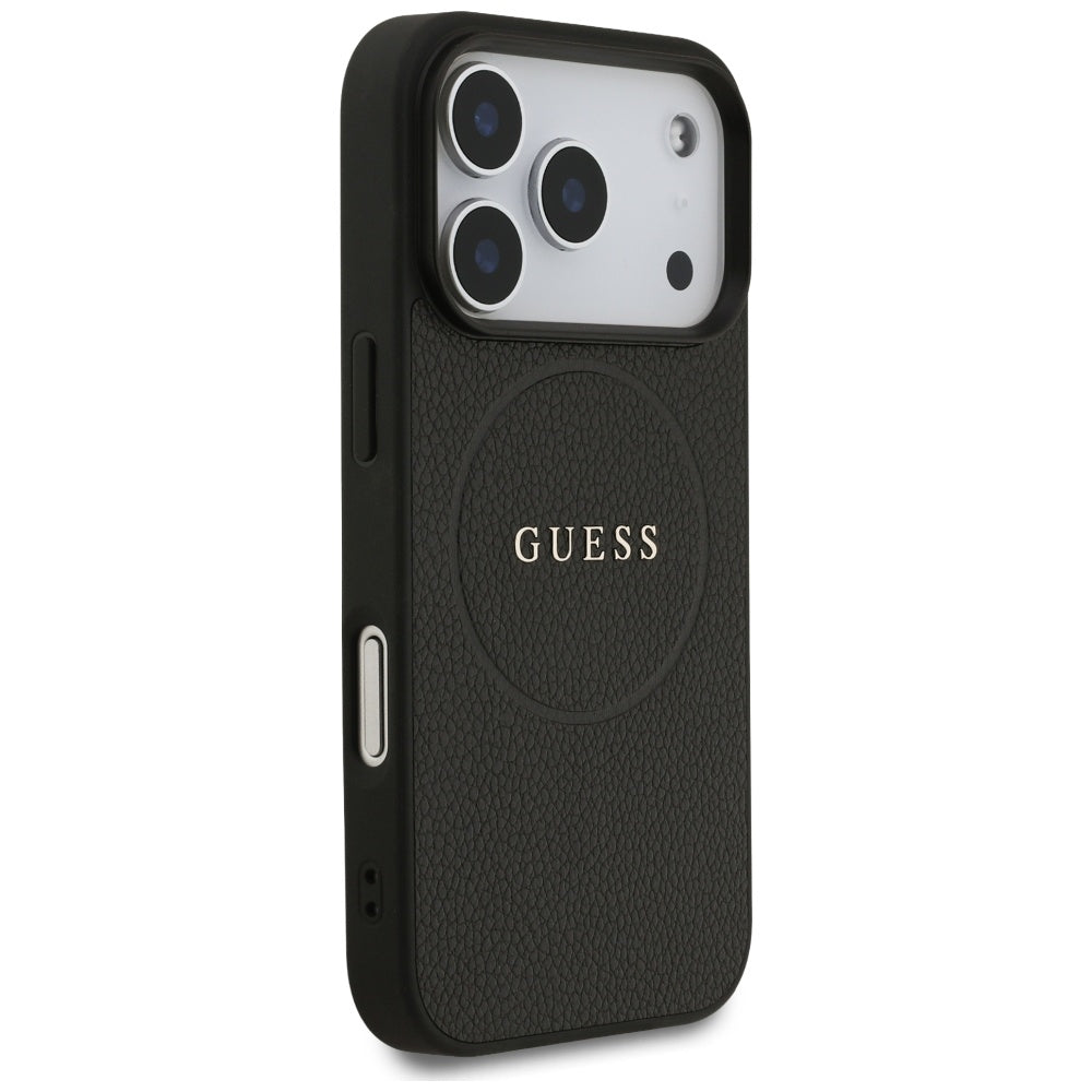 MagSafe cover til Apple iPhone 17 Pro, Guess, Grained Gold Ring, Sort