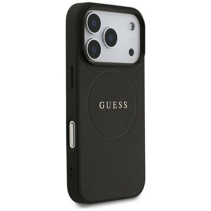 MagSafe cover til Apple iPhone 17 Pro, Guess, Grained Gold Ring, Sort