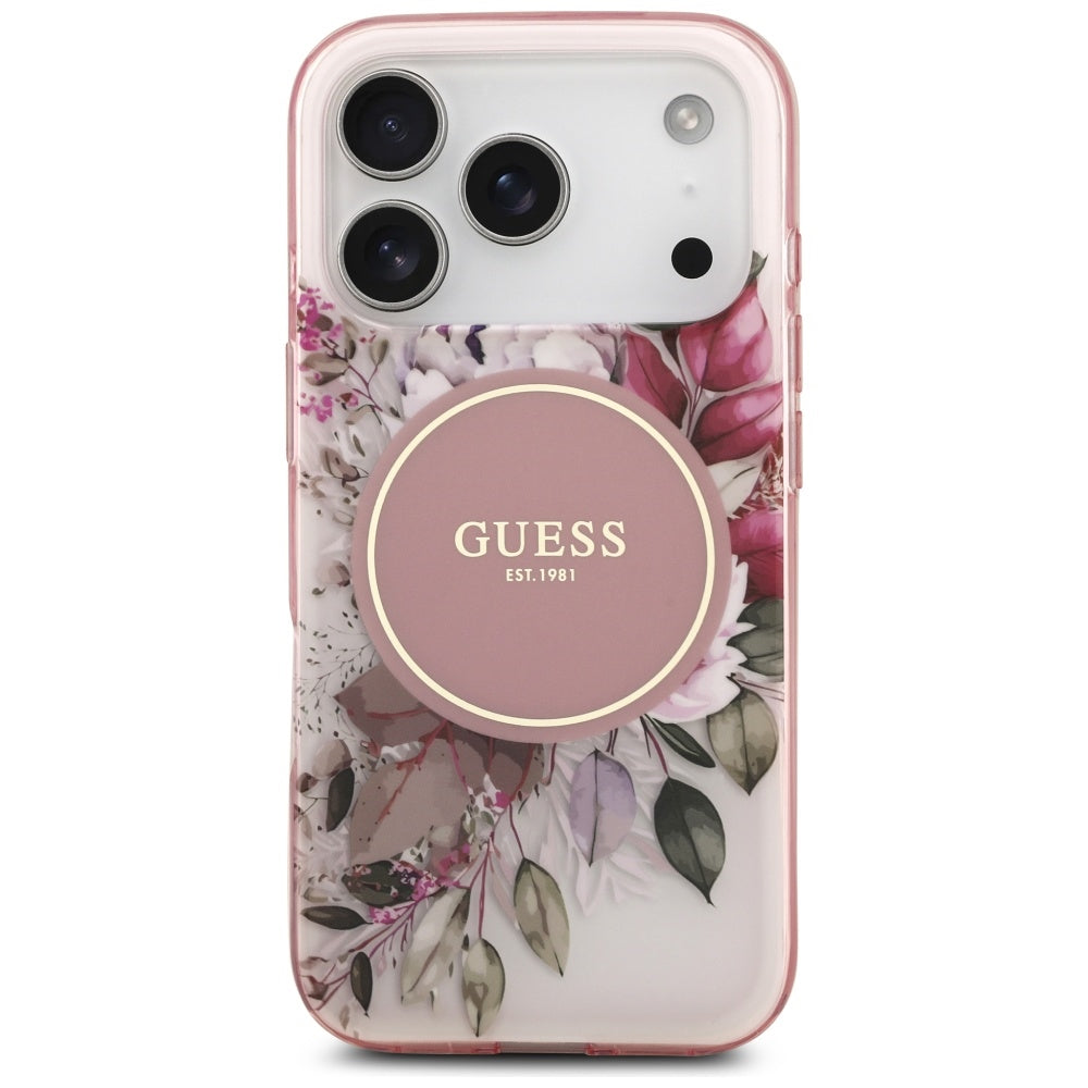 MagSafe cover til Apple iPhone 17 Pro, Guess, IML Flower and Tonal Circle, Pink