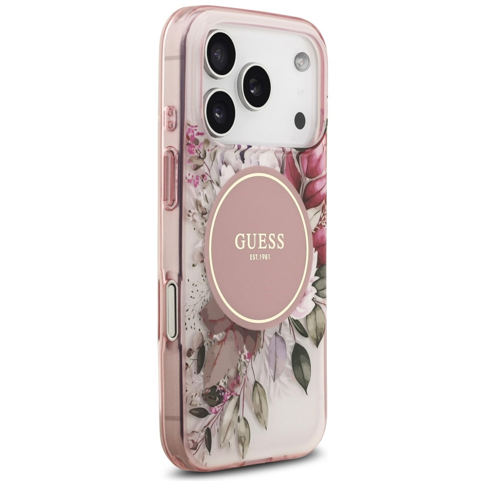 MagSafe cover til Apple iPhone 17 Pro, Guess, IML Flower and Tonal Circle, Pink