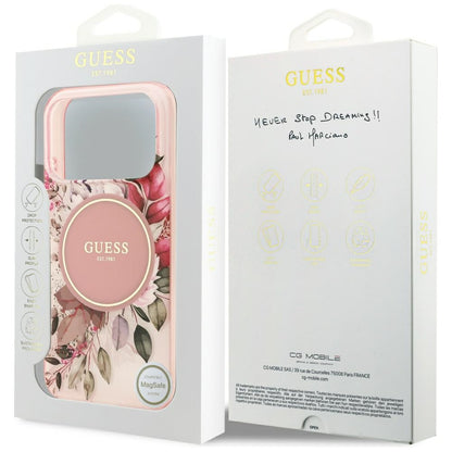 MagSafe cover til Apple iPhone 17 Pro, Guess, IML Flower and Tonal Circle, Pink