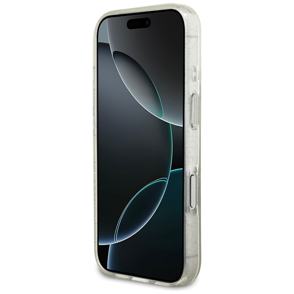 MagSafe cover til Apple iPhone 17 Pro, Guess, IML Glitter med perlerem, Transparent