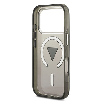 MagSafe cover til Apple iPhone 17 Pro, Guess, IML Gradient Triangle Logo, Sort Sølvfarvet