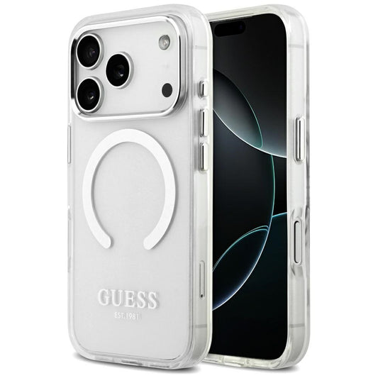 MagSafe cover til Apple iPhone 17 Pro, Guess, Metal Outline, Sølvfarvet