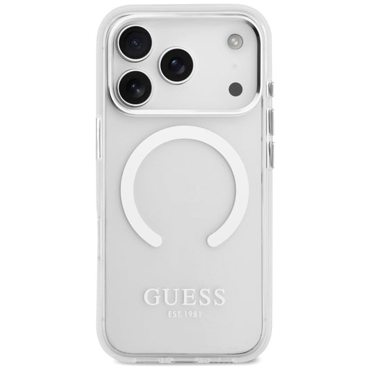 MagSafe cover til Apple iPhone 17 Pro, Guess, Metal Outline, Sølvfarvet