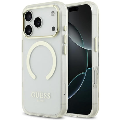MagSafe cover til Apple iPhone 17 Pro, Guess, Metal Outline, Gylden