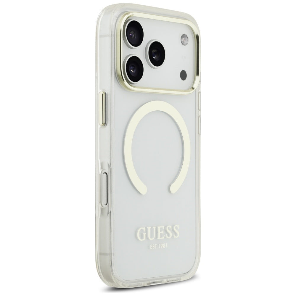 MagSafe cover til Apple iPhone 17 Pro, Guess, Metal Outline, Gylden