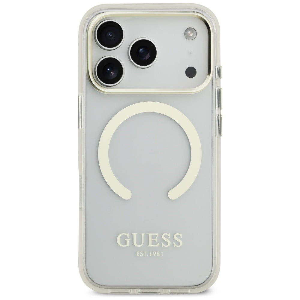 MagSafe cover til Apple iPhone 17 Pro, Guess, Metal Outline, Gylden