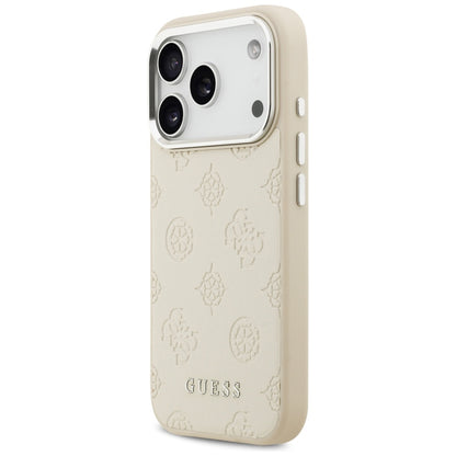 MagSafe Case for Apple iPhone 17 Pro, Guess, Peony Hot Stamp Script, Beige