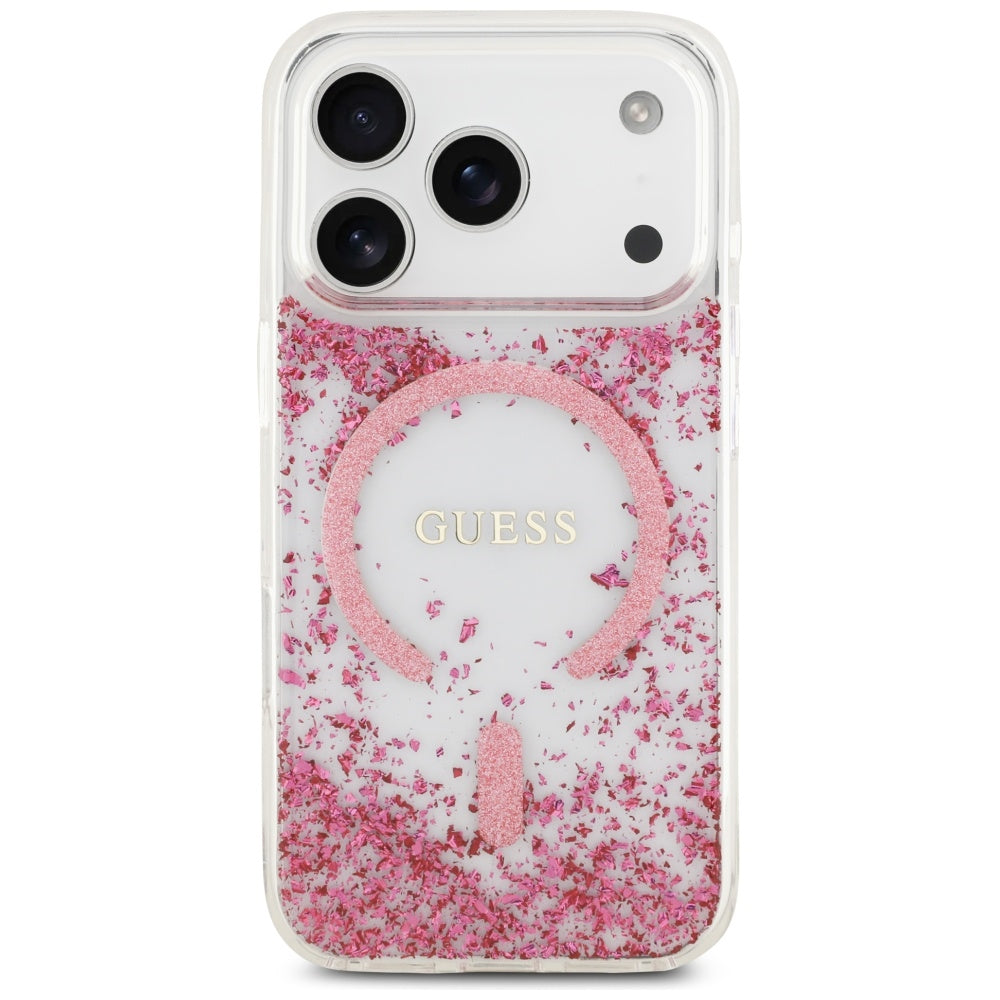 MagSafe cover til Apple iPhone 17 Pro, Guess, Resin Bottom Glitter, Pink